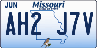 MO license plate AH2J7V