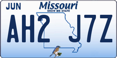 MO license plate AH2J7Z