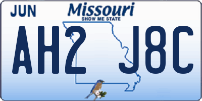 MO license plate AH2J8C