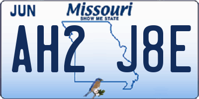 MO license plate AH2J8E