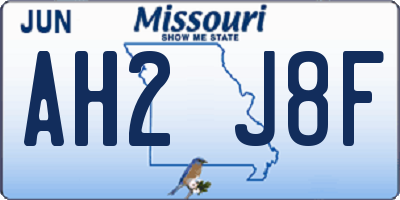 MO license plate AH2J8F