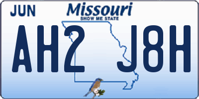 MO license plate AH2J8H