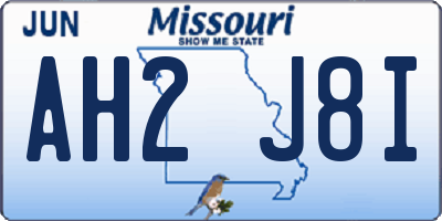 MO license plate AH2J8I