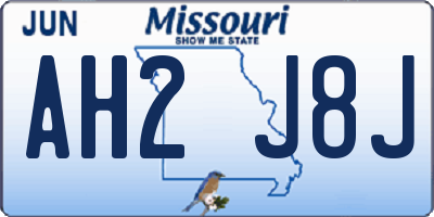 MO license plate AH2J8J