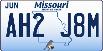 MO license plate AH2J8M