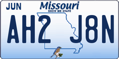 MO license plate AH2J8N