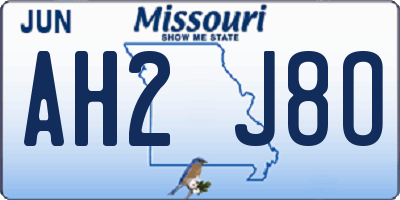 MO license plate AH2J8O