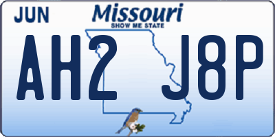 MO license plate AH2J8P
