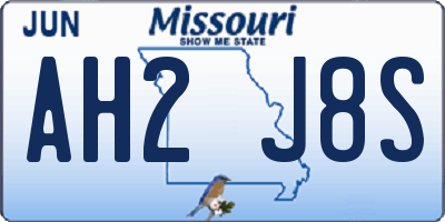 MO license plate AH2J8S