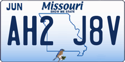 MO license plate AH2J8V