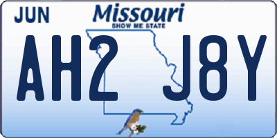 MO license plate AH2J8Y