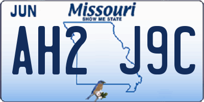 MO license plate AH2J9C