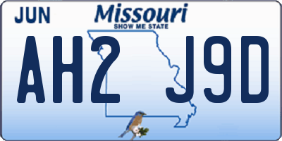 MO license plate AH2J9D