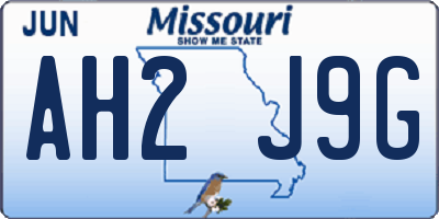MO license plate AH2J9G