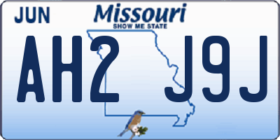 MO license plate AH2J9J