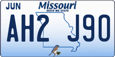 MO license plate AH2J9O