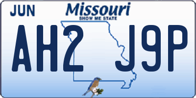 MO license plate AH2J9P
