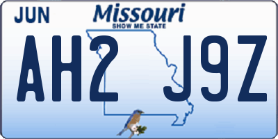 MO license plate AH2J9Z
