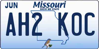 MO license plate AH2K0C