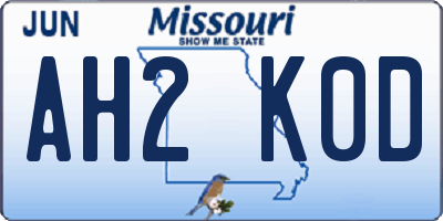 MO license plate AH2K0D