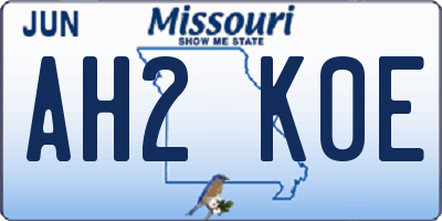 MO license plate AH2K0E