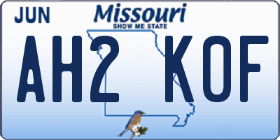 MO license plate AH2K0F