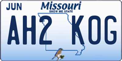 MO license plate AH2K0G
