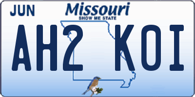 MO license plate AH2K0I