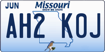 MO license plate AH2K0J