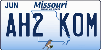 MO license plate AH2K0M
