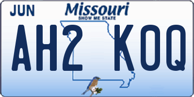 MO license plate AH2K0Q
