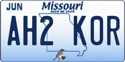 MO license plate AH2K0R