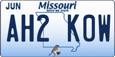 MO license plate AH2K0W