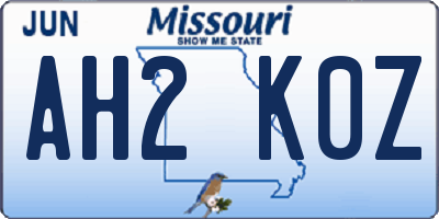 MO license plate AH2K0Z