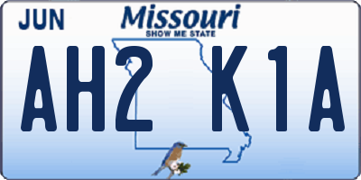 MO license plate AH2K1A