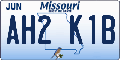 MO license plate AH2K1B
