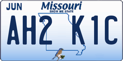 MO license plate AH2K1C