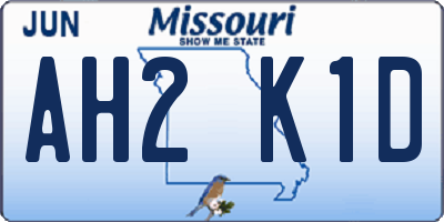 MO license plate AH2K1D