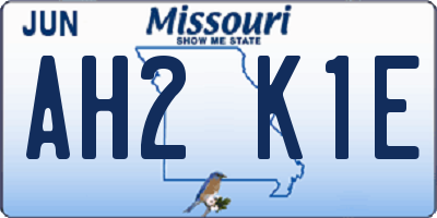 MO license plate AH2K1E