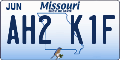 MO license plate AH2K1F