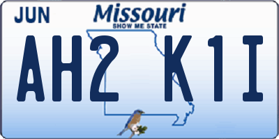 MO license plate AH2K1I