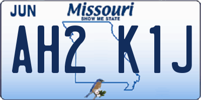 MO license plate AH2K1J