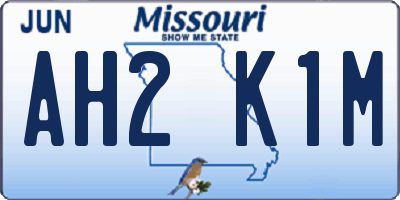 MO license plate AH2K1M