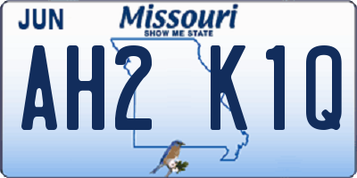 MO license plate AH2K1Q
