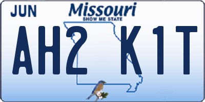 MO license plate AH2K1T