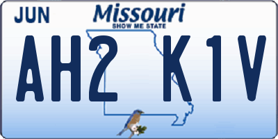 MO license plate AH2K1V
