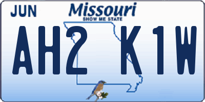 MO license plate AH2K1W