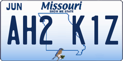 MO license plate AH2K1Z