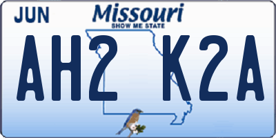 MO license plate AH2K2A
