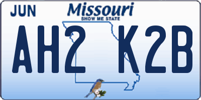 MO license plate AH2K2B